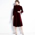 Real shot in stock: Ribu Autumn New Women's Clothing Palace Style Velvet Dress