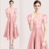 Real time spot French Hepburn style temperament solid color waist slimming big hem square collar dress