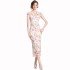 Real time spot printed short sleeved dress, slim fit slit long dress, with suspender skirt inside, two-piece set