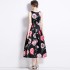 Real time stock sleeveless high waisted dress with three-dimensional cutting and waist cinching A-line skirt