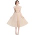 Real time spot lace embroidered dress for women, new French style elegant pleated mid length skirt