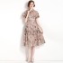 Real time spot new color printed pleated loose hem dress for commuting