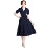 Real time spot Hepburn style French dress, mid length, waist cinching, slimming retro A-line skirt