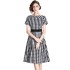 Real time spot European and American fashion show one shoulder plaid slim fit dress