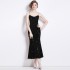 Real shot vintage sequins high waist slimming bag hip suspender fishtail skirt A-line mid length skirt in stock