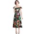 Real shot spot lotus leaf edge floral dress, waist cinching and slimming printed dress