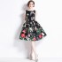 Real time spot new summer slim and fragrant style sleeveless printed waist cinched sleeveless dress