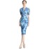 Real time spot niche printed short sleeved dress for women's mid to long length, slim fit, hip hugging skirt