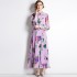 Real shooting of niche French floral long dresses and ankle pleated skirts in stock, slimming women's new styles