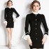 Real time spot French Hepburn small fragrance style Roman cotton slim fit slimming dress