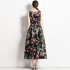 Real time stock sleeveless high waisted dress with three-dimensional cutting and waist cinching A-line skirt