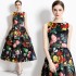 Real time stock sleeveless high waisted dress with three-dimensional cutting and waist cinching A-line skirt