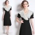 Real shot spot French Hepburn style lotus leaf edge dress for women in summer, niche, belly covering and slimming dress