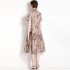 Real time spot new color printed pleated loose hem dress for commuting