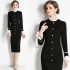 Real time spot French Hepburn patchwork small fragrance Roman slim fit dress