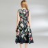 Real shot vintage waist cinching slimming sleeveless printed dress in stock, medium to long style