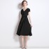 Real time spot Hepburn style pocket skirt, French high waisted dress, women's summer long dress