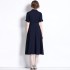 Real time spot Hepburn style French dress, mid length, waist cinching, slimming retro A-line skirt