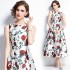 Real time stock sleeveless high waisted dress with three-dimensional cutting and waist cinching A-line skirt