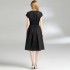 Real shot spot Hepburn style waist cinching slimming dress for women, new V-neck waist cinching slim fit small black dress with belt included