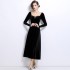 Real shot French diamond chain velvet dress in stock, women's new style French temperament, hanging waist long skirt