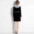 Real shot spot black velvet embroidered collar long sleeved dress jacket with belt included