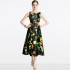 Real time stock sleeveless high waisted dress with three-dimensional cutting and waist cinching A-line skirt