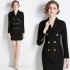 Real shot spot suit collar slim fit Roman cotton French style black dress dress