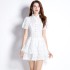 Real shot spot white embroidered bubble sleeve French dress princess dress dress