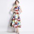 Real time stock sleeveless high waisted dress with three-dimensional cutting and waist cinching A-line skirt