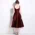 Real shooting of new women's clothing with waist cinching and slimming effect, jujube red small dress with camisole, dress in stock