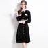 Real shot spot velvet shirt dress, women's mid to long slim fit POLO skirt