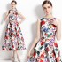 Real time stock sleeveless high waisted dress with three-dimensional cutting and waist cinching A-line skirt