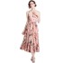 Real time spot fashion show new women's temperament long skirt slim fit suspender printed dress