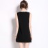 Real shooting spot versatile heavy industry nail diamond dress, women's lace splicing, slim fit and slimming black skirt