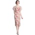 Real shot spot mesh printed patchwork temperament slim fit flower dress for women