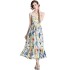 Real time spot fashion show new women's temperament long skirt slim fit suspender printed dress