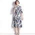 Real time spot new retro printed mid length dress