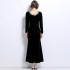 Real time spot French velvet elegant fishtail skirt retro heavy black evening dress slim fit long sleeved dress