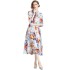 Real time stock long sleeved vacation style big swing chiffon printed big swing dress