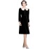 Real time spot new French retro waist cinching slimming Hepburn style gold velvet long skirt black dress