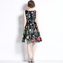 Real time spot new summer slim and fragrant style sleeveless printed waist cinched sleeveless dress