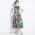 Real time stock sleeveless high waisted dress with three-dimensional cutting and waist cinching A-line skirt