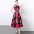 Real time stock sleeveless high waisted dress with three-dimensional cutting and waist cinching A-line skirt