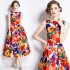 Real time stock sleeveless high waisted dress with three-dimensional cutting and waist cinching A-line skirt