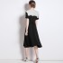 Real shot spot French Hepburn style lotus leaf edge dress for women in summer, niche, belly covering and slimming dress