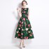 Real time stock sleeveless high waisted dress with three-dimensional cutting and waist cinching A-line skirt