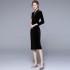 Real time spot high-quality velvet slim fit waist cinched mid length style knee high one-step skirt jacket dress for external wear