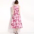 Real time stock sleeveless high waisted dress with three-dimensional cutting and waist cinching A-line skirt