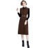 Real shot spot knitted base sweater versatile retro double breasted suit dress two-piece set